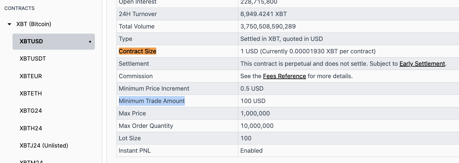 How Do I Calculate Contract Size and Minimum Trade Amount Using the  /instrument Endpoint? – BitMEX